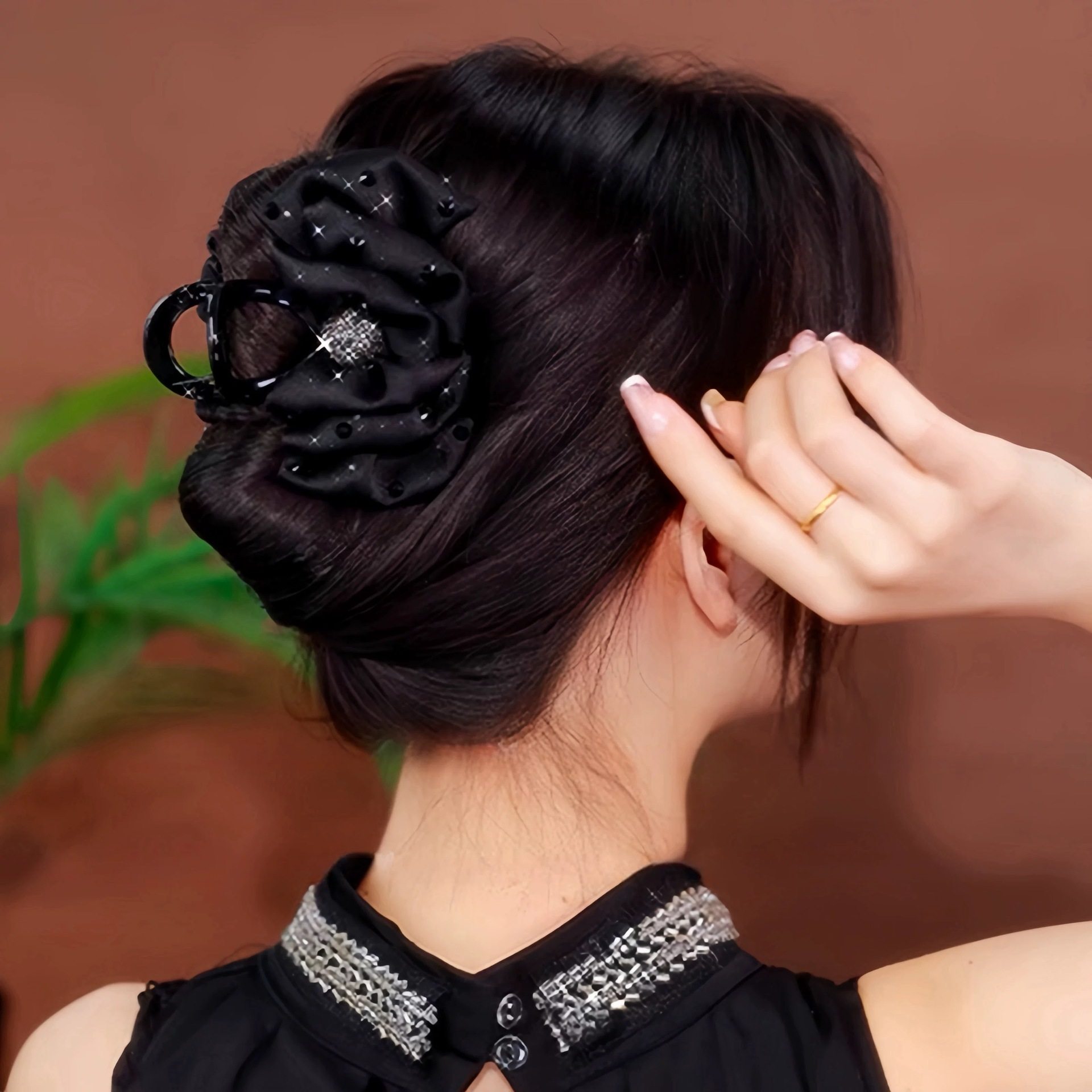 路易斯巴黎妃 云朵8公分韩版百搭气质丸子头夹fb1151黑抓夹,淘宝优惠券,粉丝福利购,淘宝优惠卷