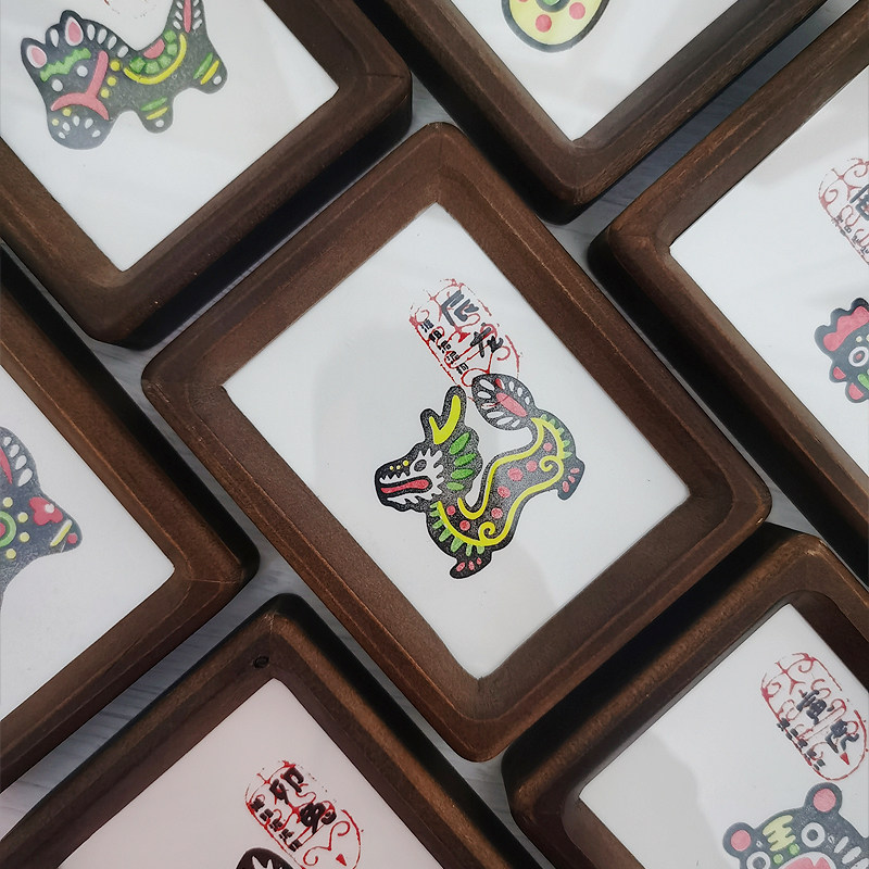 图个新仙十二生肖装饰画非遗桌面版画5寸实木画框马年家居摆台画,淘宝优惠券,粉丝福利购,淘宝优惠卷