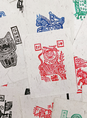 云南非遗甲马木刻版画8寸