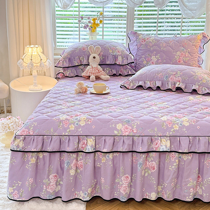 2025新款全棉夹棉床裙三件套纯棉床罩套1.8m席梦思保护套防滑床单,淘宝优惠券,粉丝福利购,淘宝优惠卷