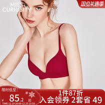 Curious Honey Red Lingerie Women Coalesce Small Breasts Wedding Bride Free steel ring No-ring bra hood suit This life of the year