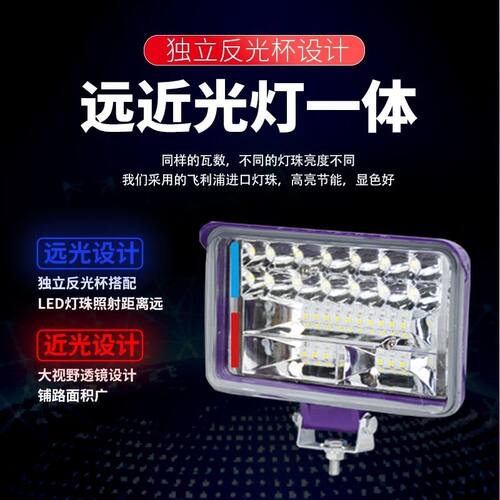 汽车LED大灯强光超亮远近光12V-80V电动车三轮车灯拖拉机射灯改装 - 图0