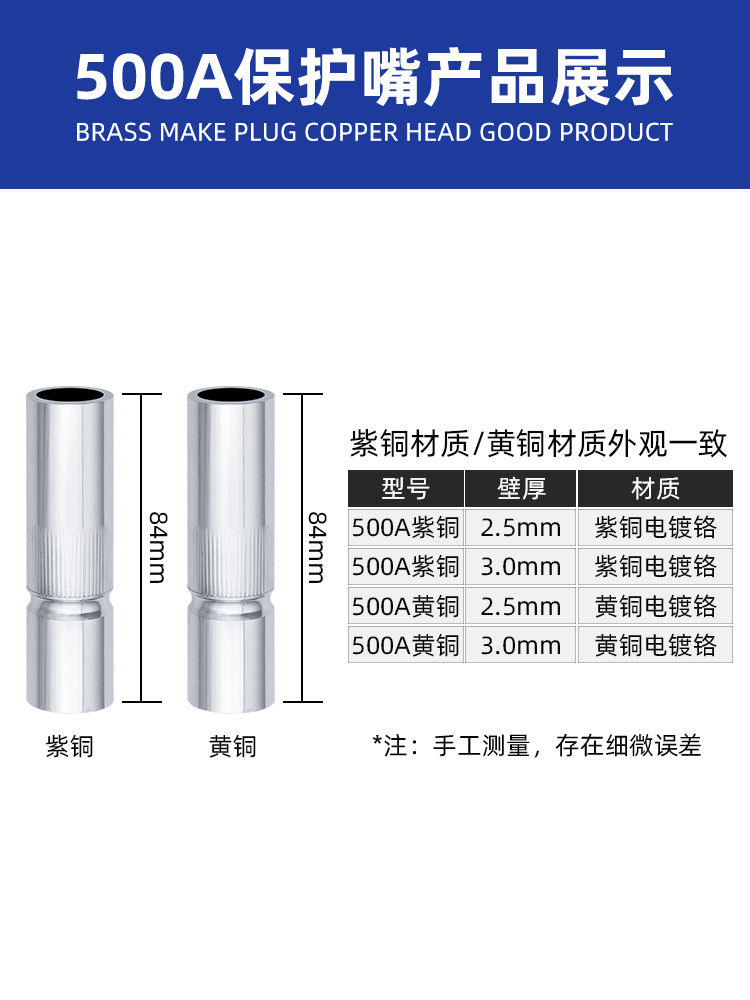 二保焊枪配件保护嘴气保焊机KR200A350A500A导电嘴喷咀紫铜保护套 - 图2