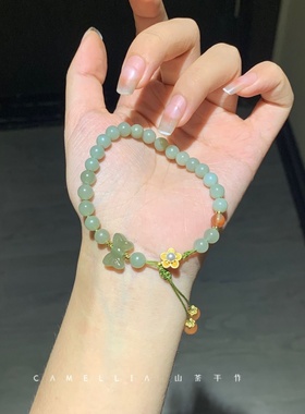 手链和田玉蝴蝶结非红小熊古风国风复古可爱编绳原创小众设计送