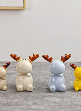 北欧陶瓷圣诞麋鹿摆件