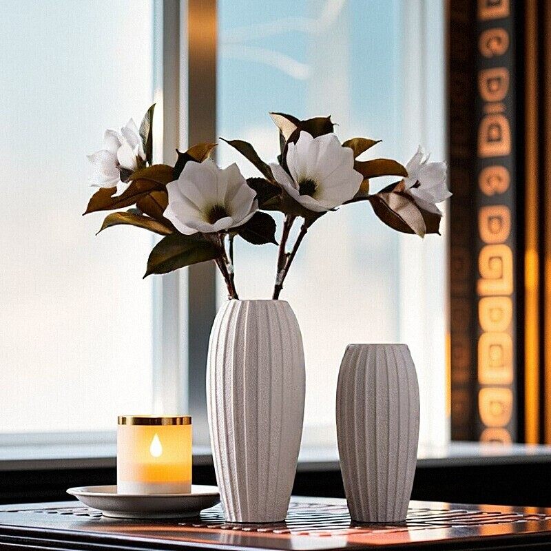 简约花瓶陶瓷花瓶白色花瓶轻奢高级感大号插花客厅装饰精致摆件,淘宝优惠券,粉丝福利购,淘宝优惠卷