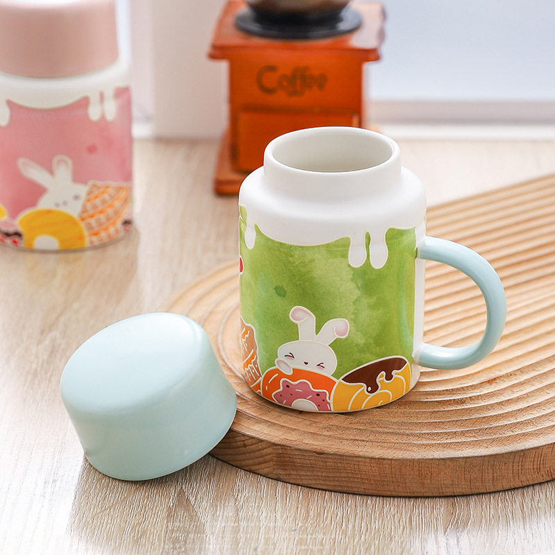 可爱复古水壶造型马克杯带盖陶瓷杯子女生水杯个性生日礼物伴手礼,淘宝优惠券,粉丝福利购,淘宝优惠卷