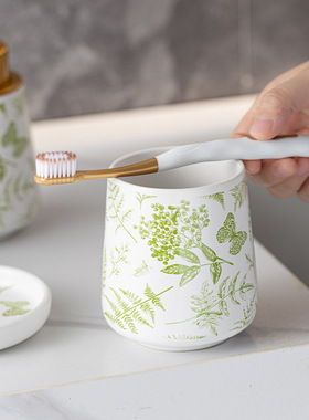 亚马逊简约陶瓷卫浴洗漱套装四件套浴室家居用品摆件漱口杯套件