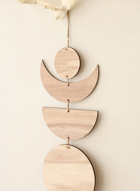 复古日月木质挂件家居装饰 原木木片手工艺品摆地摊摆件饰品