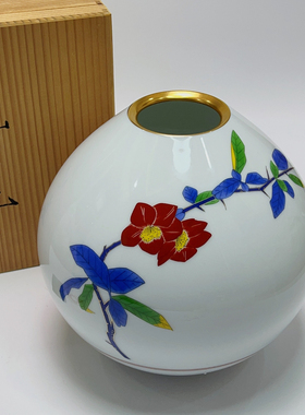 日本 进口  香兰社 24K金 水滴型 海棠花  花瓶 花入 花器 摆件