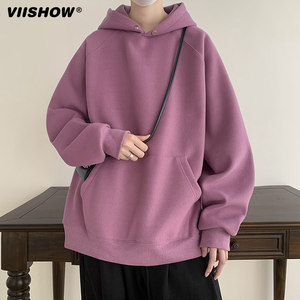 VIISHOW连帽卫衣男麂皮重磅硬挺美式高街宽松春秋潮牌oversize