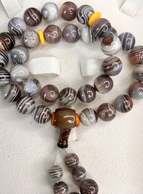 天然波斯湾玛瑙圆珠散珠水晶手串项链饰品配件手工圆珠