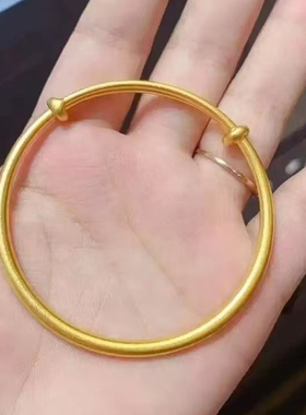 可推拉仿真黄金素圈实心手镯女