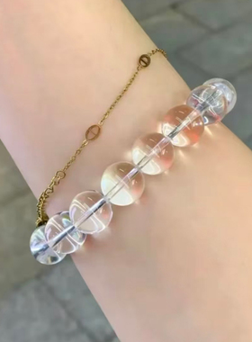 男女简约白水晶手串圆珠手链