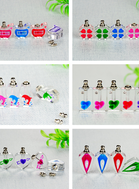 米雕配件炫彩水晶四叶草大米刻字项链坠可打开 空心吊坠