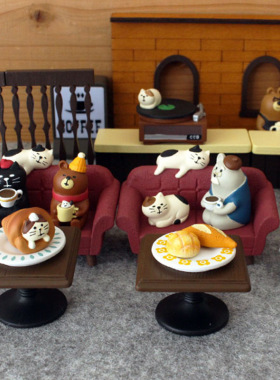 日式decole桌面少女心猫场景道具