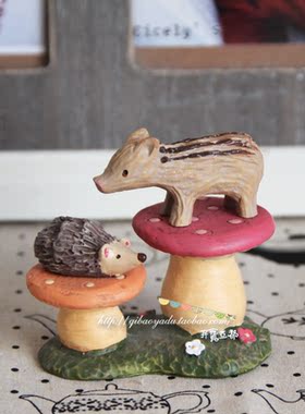 出口zakka树脂套二小动物摆件