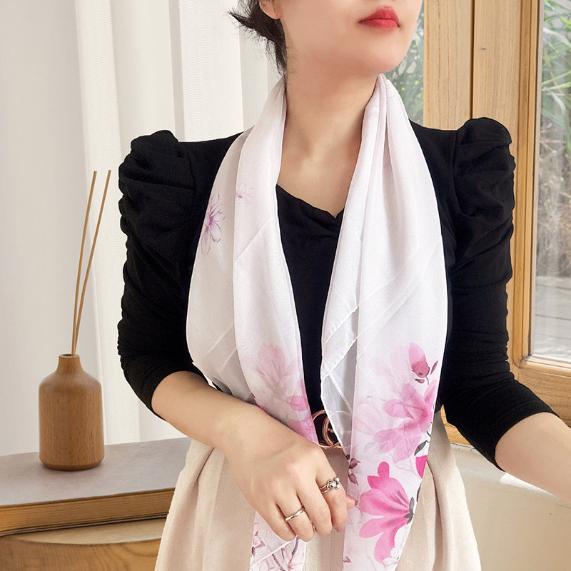 95CM大尺寸雪纺印花方巾女百搭韩版丝巾包头巾方巾纱巾防晒围巾,淘宝优惠券,粉丝福利购,淘宝优惠卷