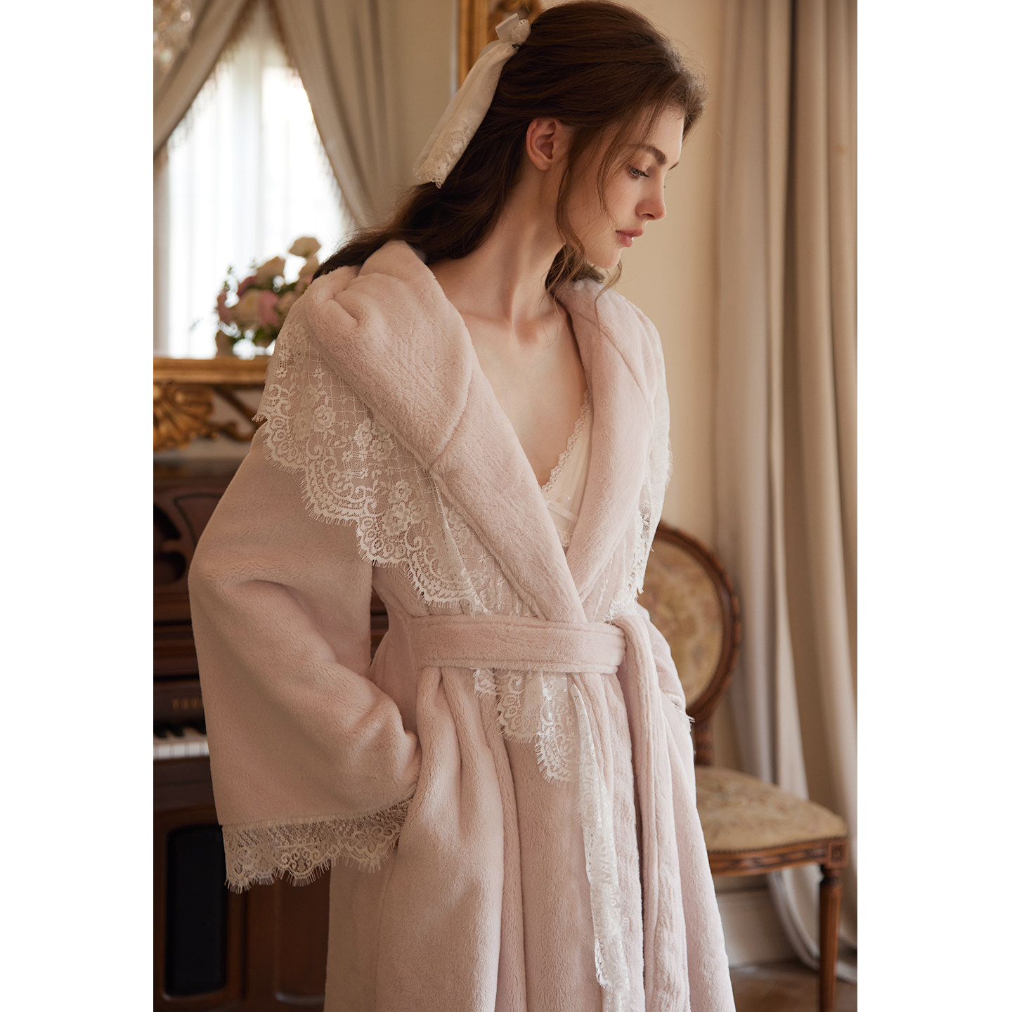 RoseTree珊瑚绒睡袍冬季加厚女士长款浴袍浴衣法兰绒法式睡衣长袍,淘宝优惠券,粉丝福利购,淘宝优惠卷