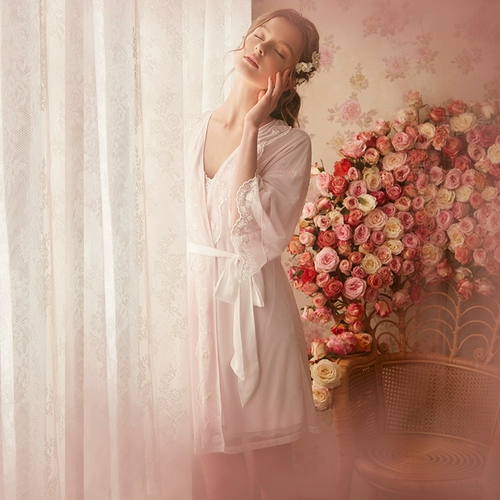 Японское кимоно, сексуальный банный халат, тонкая кружевная пижама для невесты для принцессы