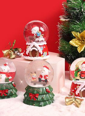 水晶球雪花装饰下雪音乐盒创意