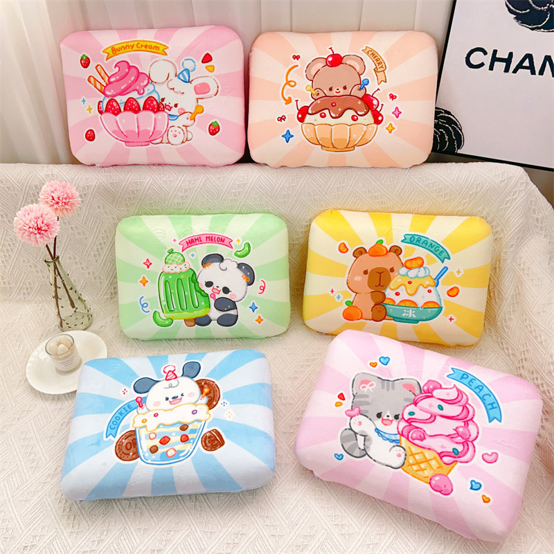 水豚猫咪熊猫兔子记忆棉午睡枕头小学生儿童趴睡觉神器办公室抱枕 - 图0