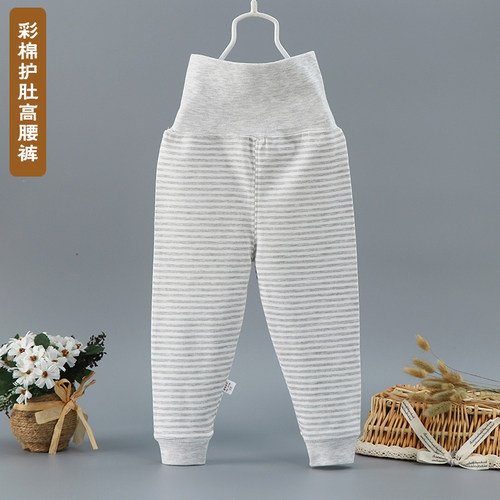 宝宝高腰护肚裤婴儿四季裤可开档春秋男女童纯棉秋裤0-1-2-3-4 - 图2