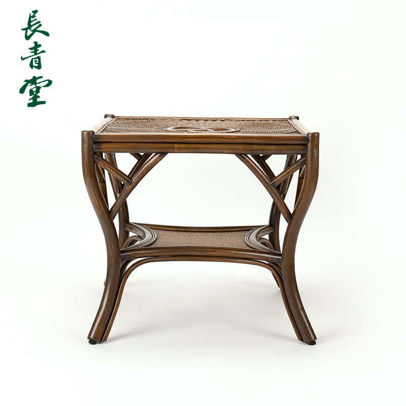 长青堂 藤编中式餐桌4人吃饭桌子中古喝茶茶桌家用方桌餐厅四人桌,淘宝优惠券,粉丝福利购,淘宝优惠卷