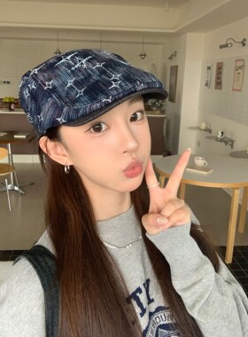 2026秋冬新款复古牛仔前进帽女百搭显脸小韩系鸭舌帽时尚遮阳帽潮