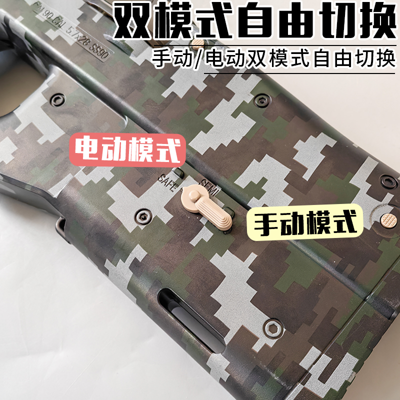 P90冲锋抢电动连发水晶玩具手自一体仿真模型儿童男孩专用软弹枪-图2