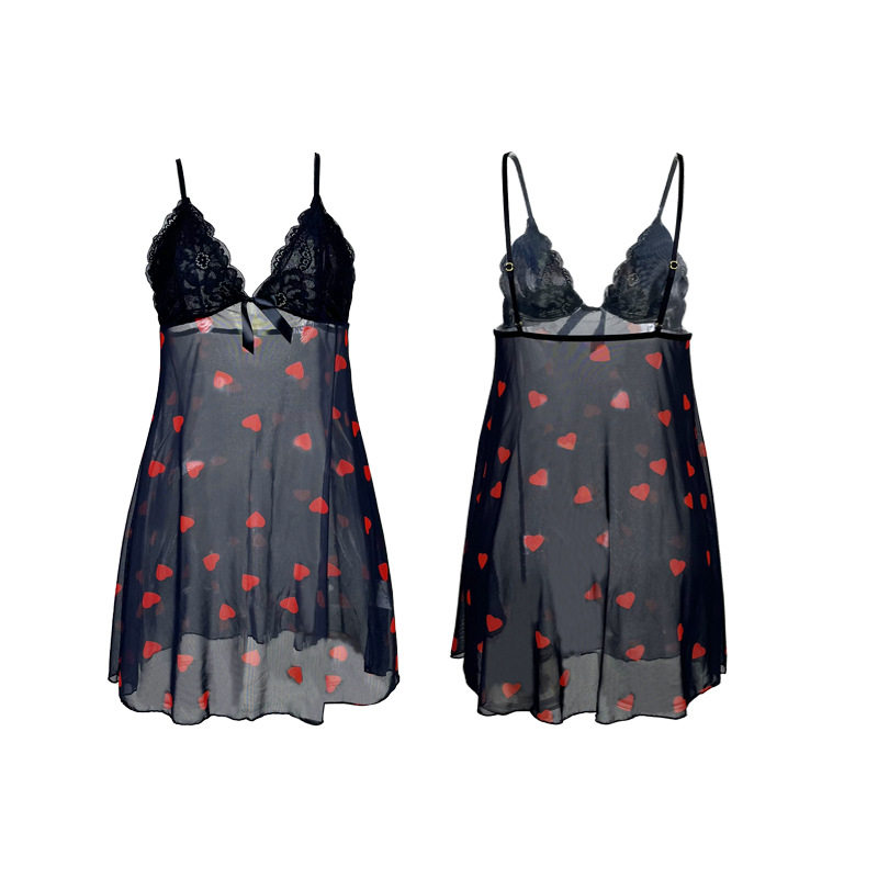网红风纯欲内衣网纱吊带裙爱心睡裙性感蕾丝睡衣私房诱惑家居服,淘宝优惠券,粉丝福利购,淘宝优惠卷