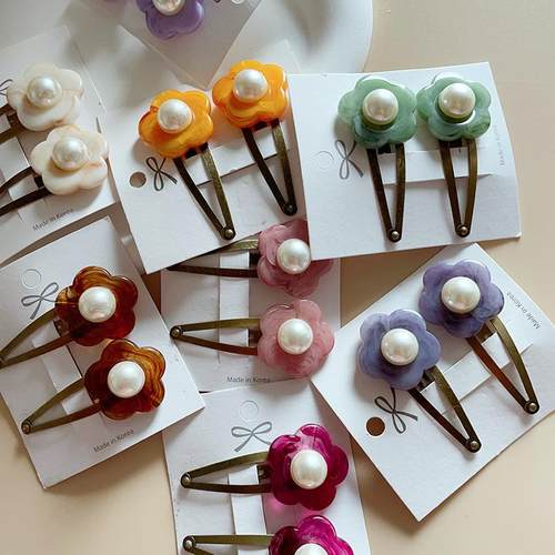 韩国进口双面珍珠花朵ins网红款手工diy饰品边夹碎发夹珍珠配件 - 图2