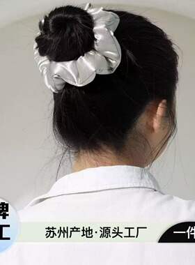 指环丸子头真丝大肠发圈填充棉泡芙发圈加棉22姆米桑蚕丝护发头花