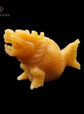 天然黄玉九子纯手工中式客厅办公室装饰囚牛蒲牢嘲讽眦睚龙子摆件