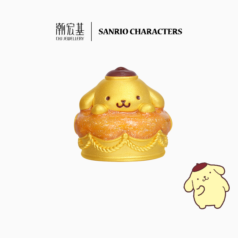 潮宏基三丽鸥布丁狗甜品足金串珠黄金吊坠转运珠5D硬金正版生日,淘宝优惠券,粉丝福利购,淘宝优惠卷
