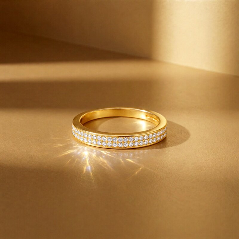 Chao Acer Starry Gold Diamond Ring Pure Gold Ring Hand Decoration 5G Gold Double Row Diamond High-end Light Luxury Birthday W