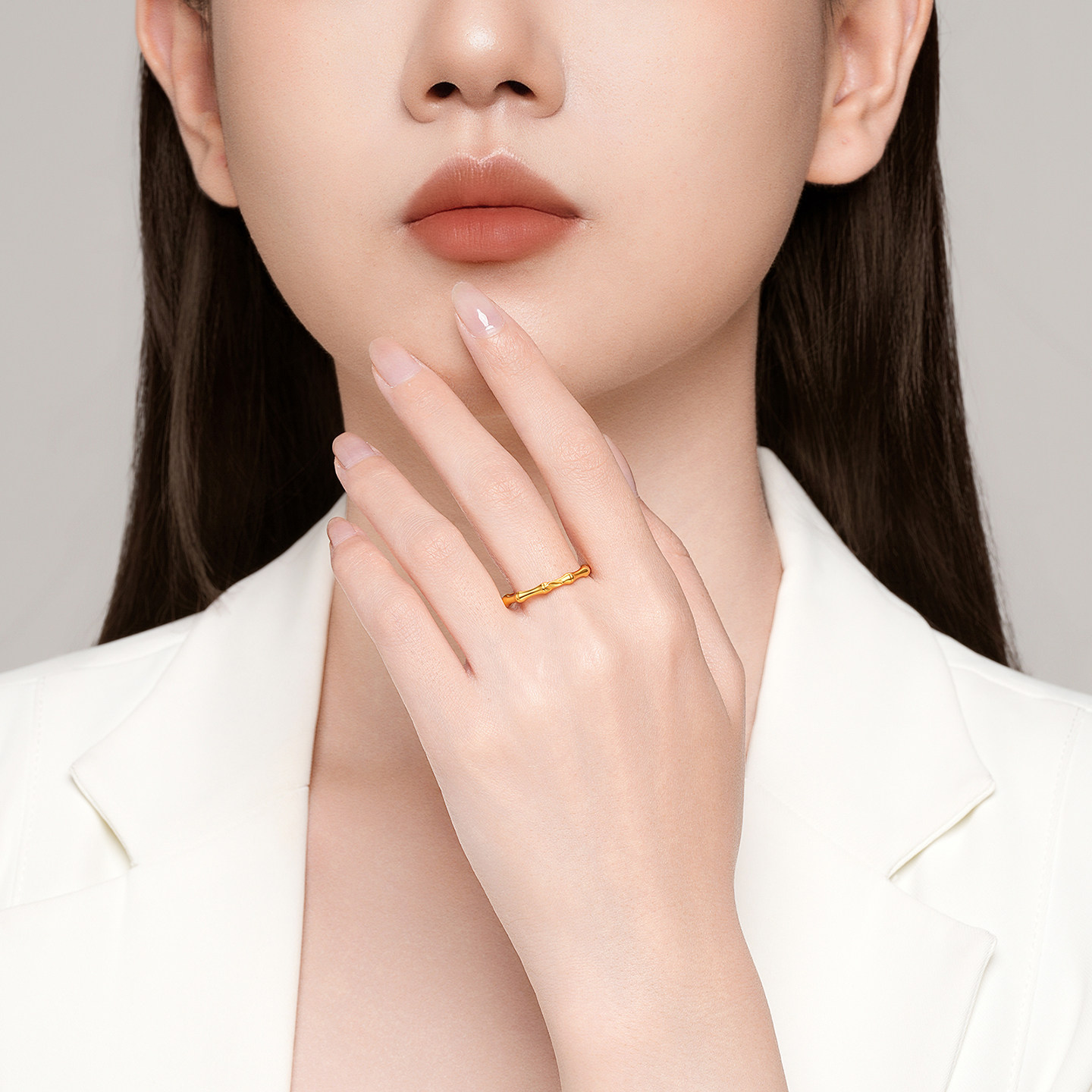 Trendy Acer to simple pure gold ring gold ring ring bracelet 5D hard gold female workplace commuting fashion birthday