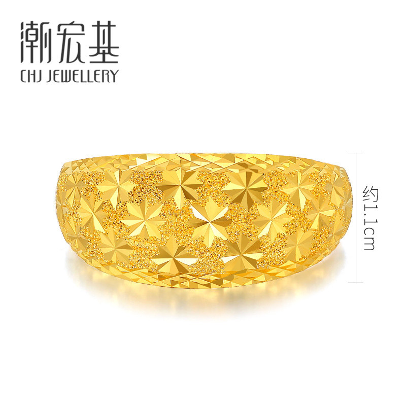 潮宏基喜和乐满天星足金活口女戒 潮宏基珠宝手饰