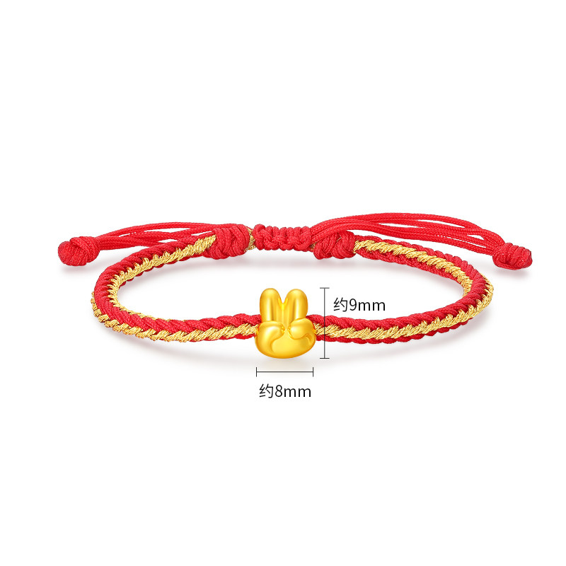 潮宏基比耶兔黄金足金兔生肖l手链 潮宏基珠宝定价黄金手链