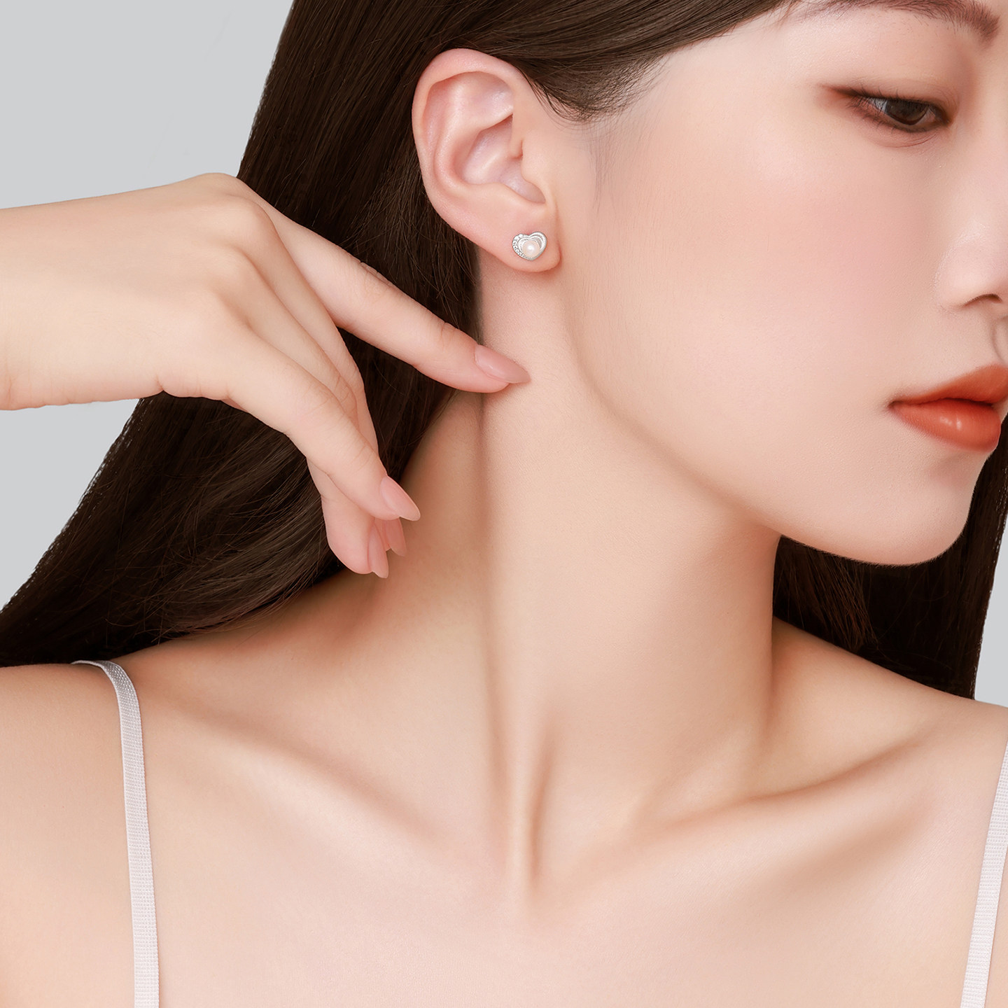 潮宏基爱心s925银珍珠耳钉银饰耳饰拉丝送女友法式生日礼物,淘宝优惠券,粉丝福利购,淘宝优惠卷