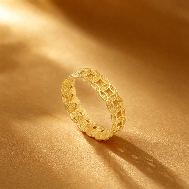 Chao Acer Intangible Cultural Heritage Filigree Square Gold Ring Pure Gold Ring Hand Decoration 5G Gold Copper Coin Premium Birthday Porphyrin