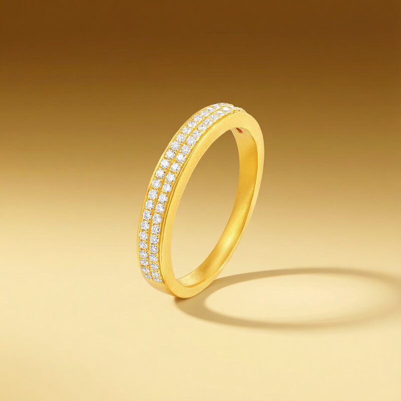Chao Acer Starry Gold Diamond Ring Pure Gold Ring Hand Decoration 5G Gold Double Row Diamond High-end Light Luxury Birthday W