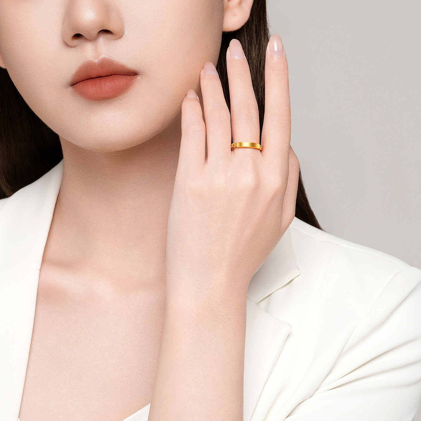 Trendy Acer to simple pure gold ring gold ring ring bracelet 5D hard gold female workplace commuting fashion birthday