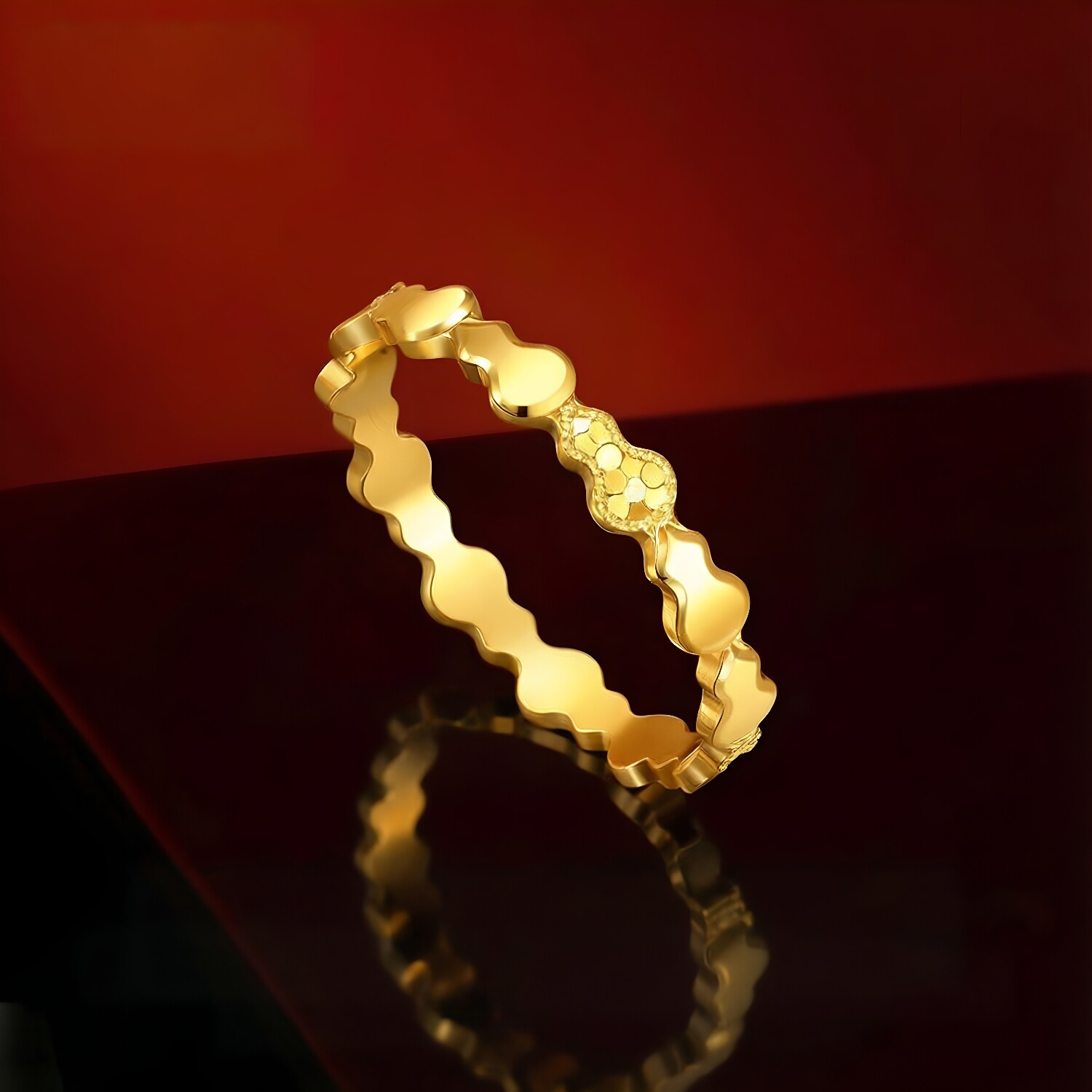Chao Acer Hong Gourd Fulu gold ring solid gold women's ring broken ice burst birthday gift pricing