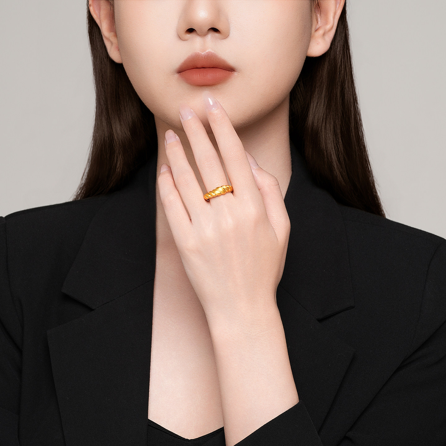 Chao Acer Royal Style Dolphin Back Gold Ring Pure Gold Ring Plain Ring Hand Decoration 5D High-end Feeling Birthday Gift