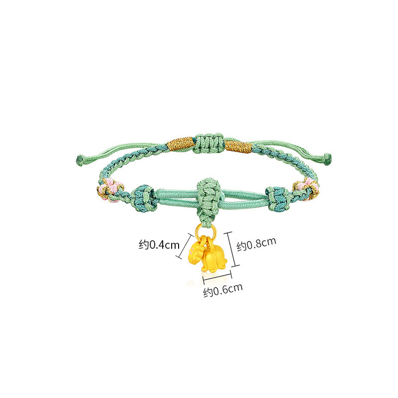 潮宏基铃兰花黄金手链足金手绳手串3D硬金珐琅送女友礼物