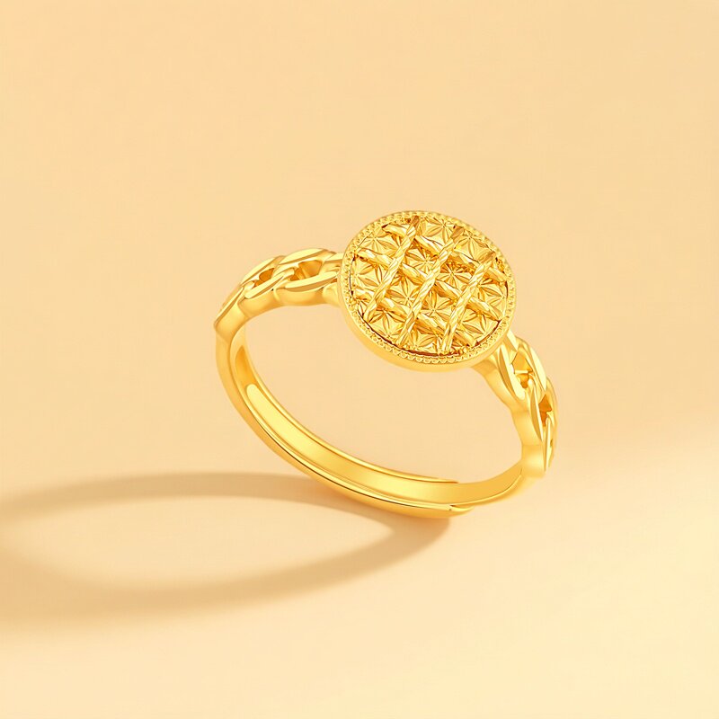 Chaohongji Pure Gold Ring Gold CNC Ring Ring Mouth Hand Decoration Car Flower Girl Love Birthday Gift Price