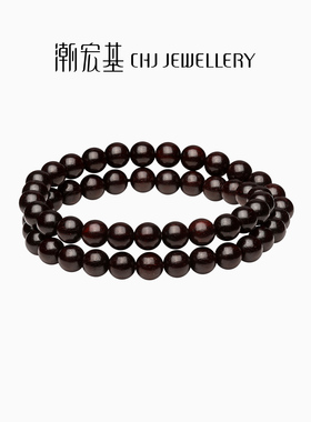潮宏基手链手串玛瑙小叶紫檀