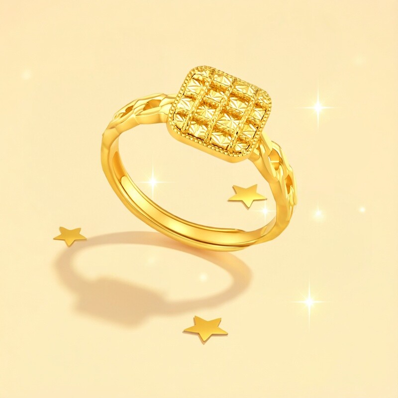 Chaohongji Pure Gold Ring Gold CNC Ring Ring Mouth Hand Decoration Car Flower Girl Love Birthday Gift Price