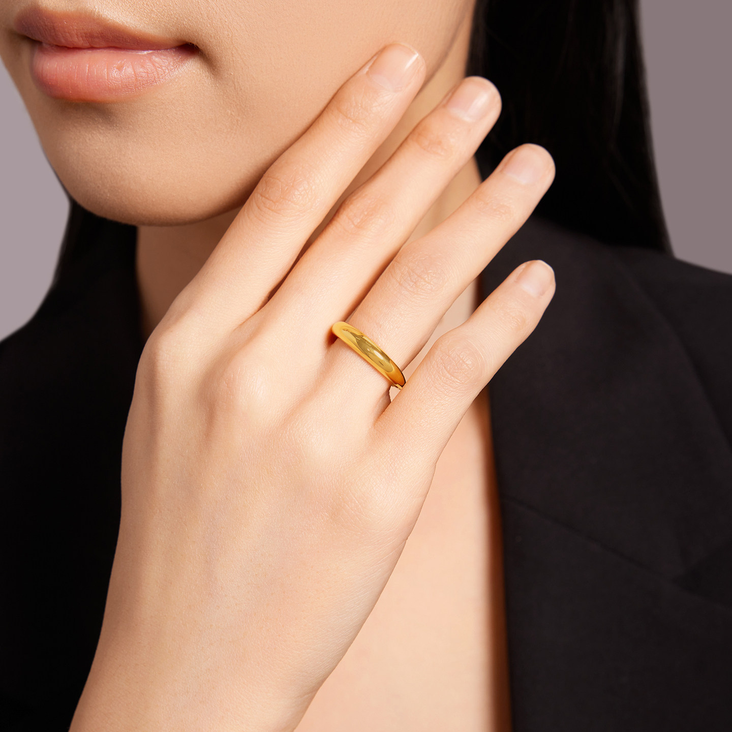 Chao Acer Imperial Style Dolphin Back Gold Ring Pure Gold Loach Back Plain Ring Aperture Birthday Gift Priced